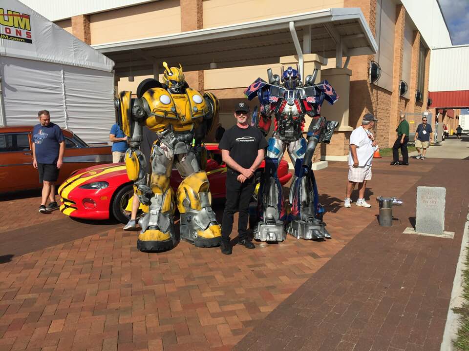 Had a great time at #Mecum Auto Auction! Steve McQueens 68 Mustang from the movie Bullet,the Ford GT that Christian Bale drove in Ford vs Ferrari, Eleanor the famous Shelby Mustang that Nick Cage drove in Gone in 60 seconds!!! Who is that Super Hero between those Transformers!!