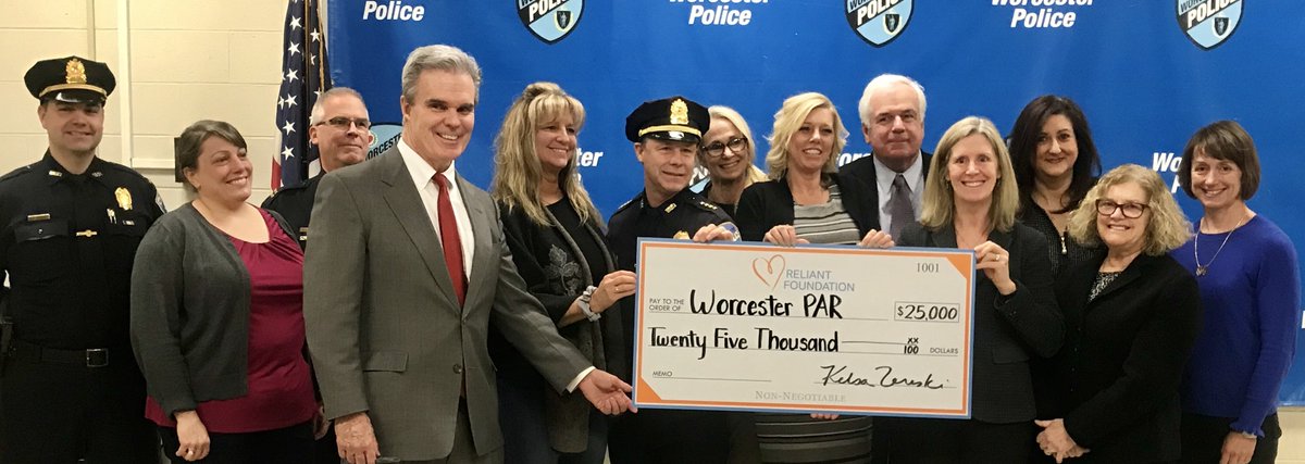Thank you to the @ReliantGives for granting Worcester Program for Addiction Recovery (Worcester PAR) the funds necessary to do their important work in the community. The funds will be used for preventative and reactive outreach in the community to combat the opioid crisis.