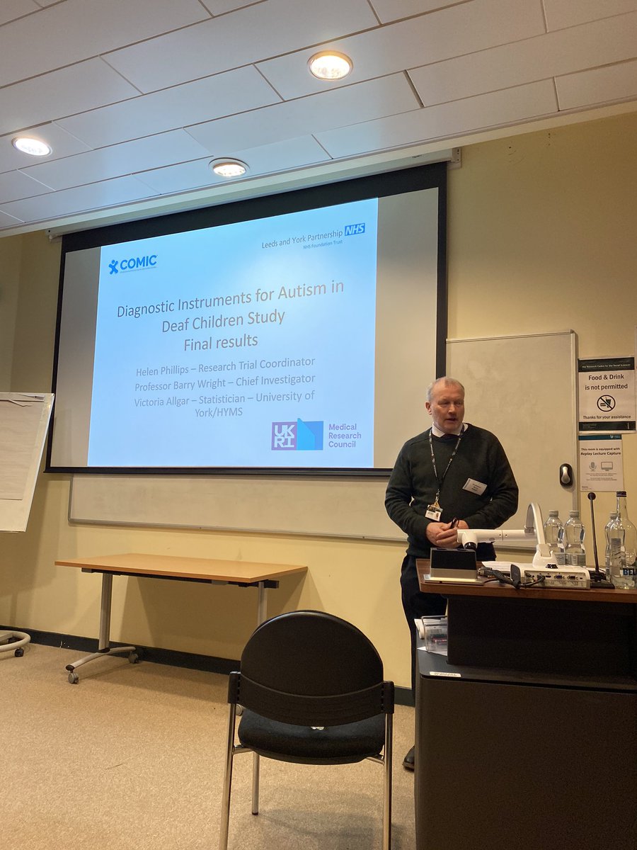 COMICResearchUK's tweet photo. Professor Barry Wright presents the results of The #DIADS study ‘Adapting, #translating and #validating #autism #assessment instruments for #Deaf #children’ #ComicResearch #ComicConference20 https://t.co/jAenro3ufh