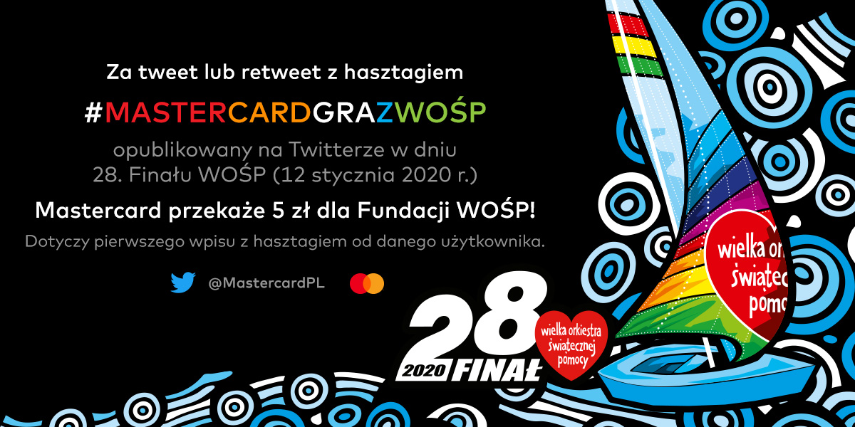 Minęła północ, a to oznacza, że po raz kolejny rozpoczynamy wspólne ćwierkanie dla #wosp2020! 1 tweet lub retweet z #MastercardGrazWOŚP to 5 zł dla <a href="/fundacjawosp/">WOŚP</a>. Podaj dalej! 😊 mstr.cd/35DLS5l