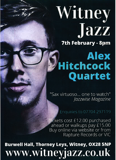Tickets are now on sale at Witney Visitor Centre, for the next Witney Jazz concert on the 7th February <a href="/moreWitney/">WitneyVIC</a> witneyjazz.co.uk