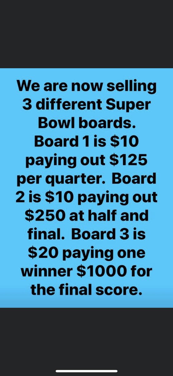 9uHornets's tweet photo. 9u Hornets are selling Super Bowl squares! Help support a great group of boys and possibly win some money at the same time. Contact @Birdd_isdaword if you’re interested! Thanks for your support! https://t.co/VCMfFA7G7X