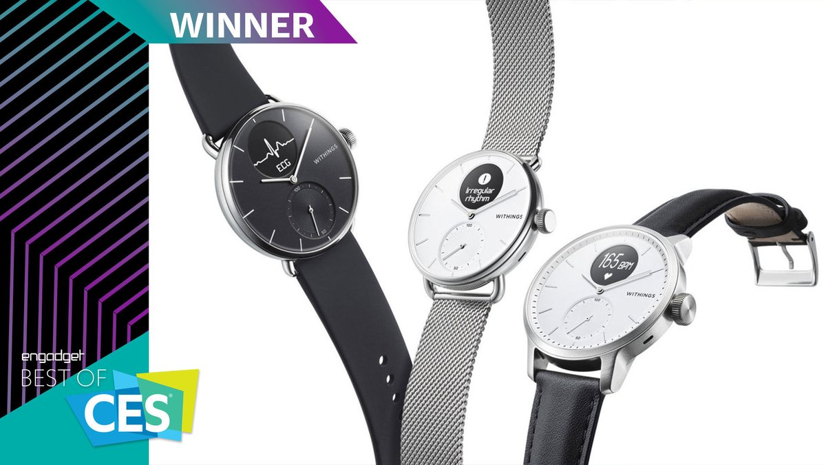 WithingsFR's tweet photo. #CES2020 — Withings ScanWatch a remporté un award aux Best of CES 2020, catégorie "Best Digital Health and Fitness Product" 🏆!
#ProactiveHealthTracking #eSanté #FrenchTech @engadget @CES https://t.co/uIDMXO4lte