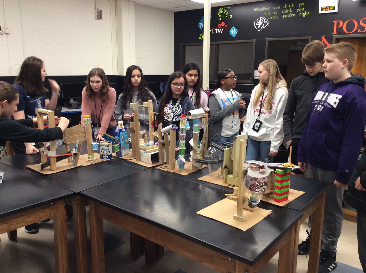 jmnungesser's tweet photo. Setting up the class Rube Goldbergs yesterday. They were pretty impressive all laid out. The students worked super hard on them and were so excited to see them run! #BirdvilleLearns @SMSRaiderNation #NungesserClassroom #GTT2 https://t.co/7D7OUv8VJZ