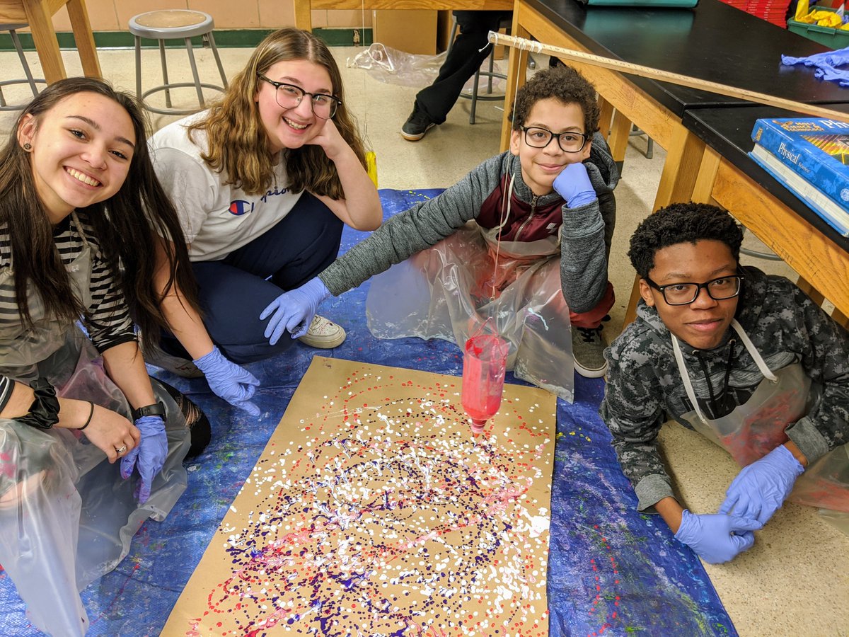 MPS_Illing's tweet photo. When Science and Art meet in Mr. Macsuga's eighth-grade class what do you get?  Pendulum painting of course!  @mpspride https://t.co/izPza1PAEd