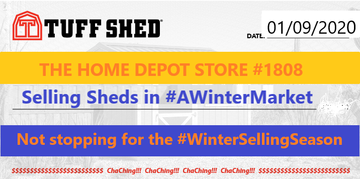 3283Allen's tweet photo. A Big THANK YOU 2 @keribeckerHD &amp; a #ChaChingCheck 2 dp842n 4 getting a shed in before the end of the year That's what we talked about during my last visit &amp; U did it! Way 2 GO! A couple more can be racked up before the end of @homedepot's year-end, everyone! :>) #WeBCNU https://t.co/EIk8xgKY2r