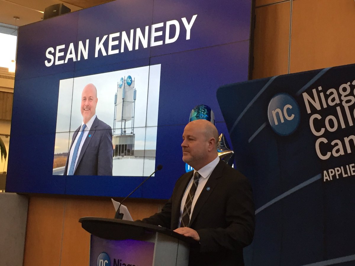 niagaracollege's tweet photo. Board of Governors chair John Scott announces that the new president of Niagara College will be … (drumroll please!) our own senior VP Sean Kennedy! https://t.co/lTz0aHboZM