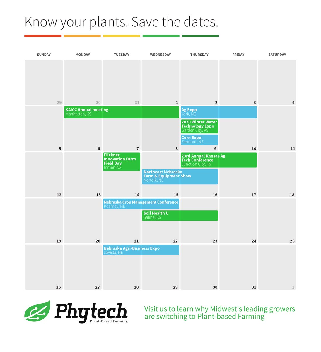 PhytechUSA's tweet photo. Midwest growers come and meet our experts this January and learn why the world's leading growers are switching to Plant-based Farming. For the complete calendar and shows in Nebraska and Kansas - click on the image. #agtech #phytech #irrigation #digitalfarming #plantbasedfarming https://t.co/5HEGgRVA3d