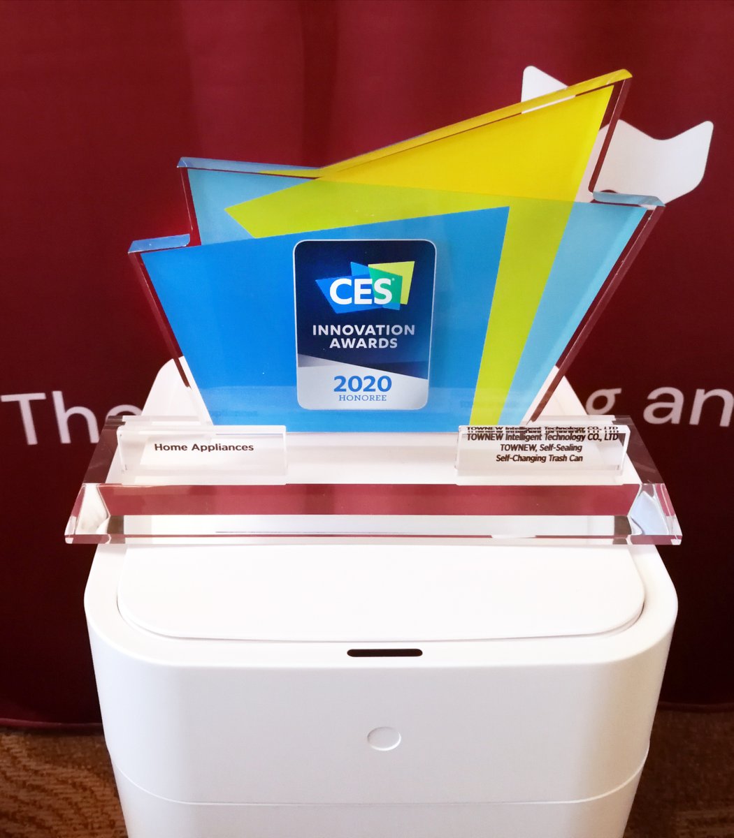 TownewUS's tweet photo. Thank you #CES2020  ! We are so excited to bring home a CES Innovation Award for TOWNEW, the self-sealing, self-changing trash can. https://t.co/pgXOE4KXmo https://t.co/H7eYaIG7pl