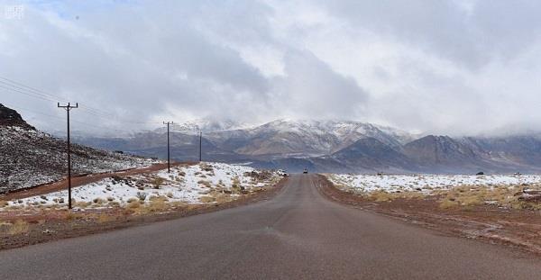 كويت تايمز الثلوج تكسو قمم جبل اللوز في تبوك