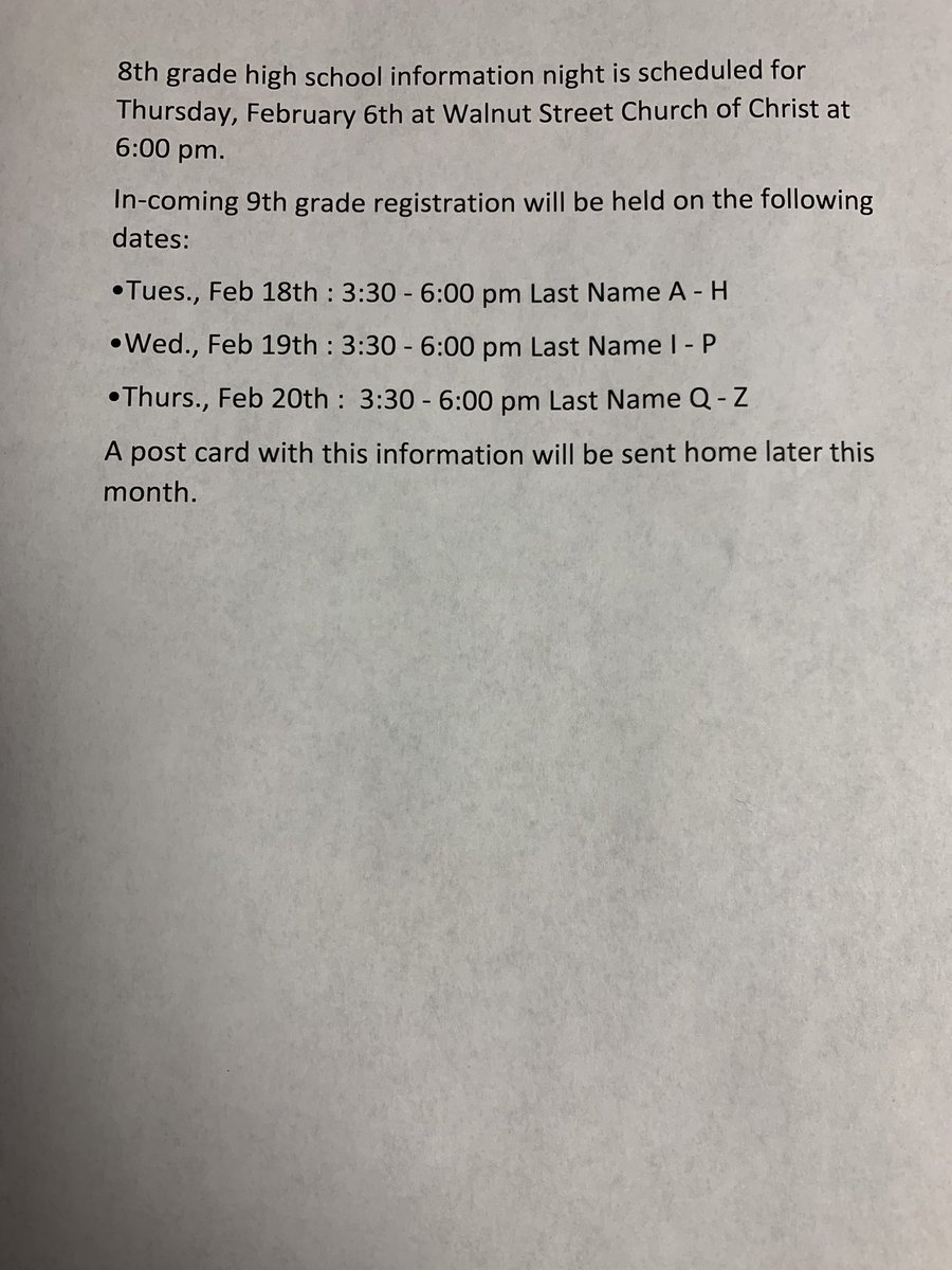 8th Grade Information Night