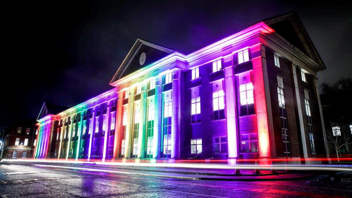 .@HMNBPortsmouth's Victory Building is glowing with pride 🌈 to mark 20-years since the ban was lifted on LGBT men and women serving in #HMArmedForces. 🔗 Full story: ow.ly/D5cI50xS3kk 

#LGBT2020 @RNCompass