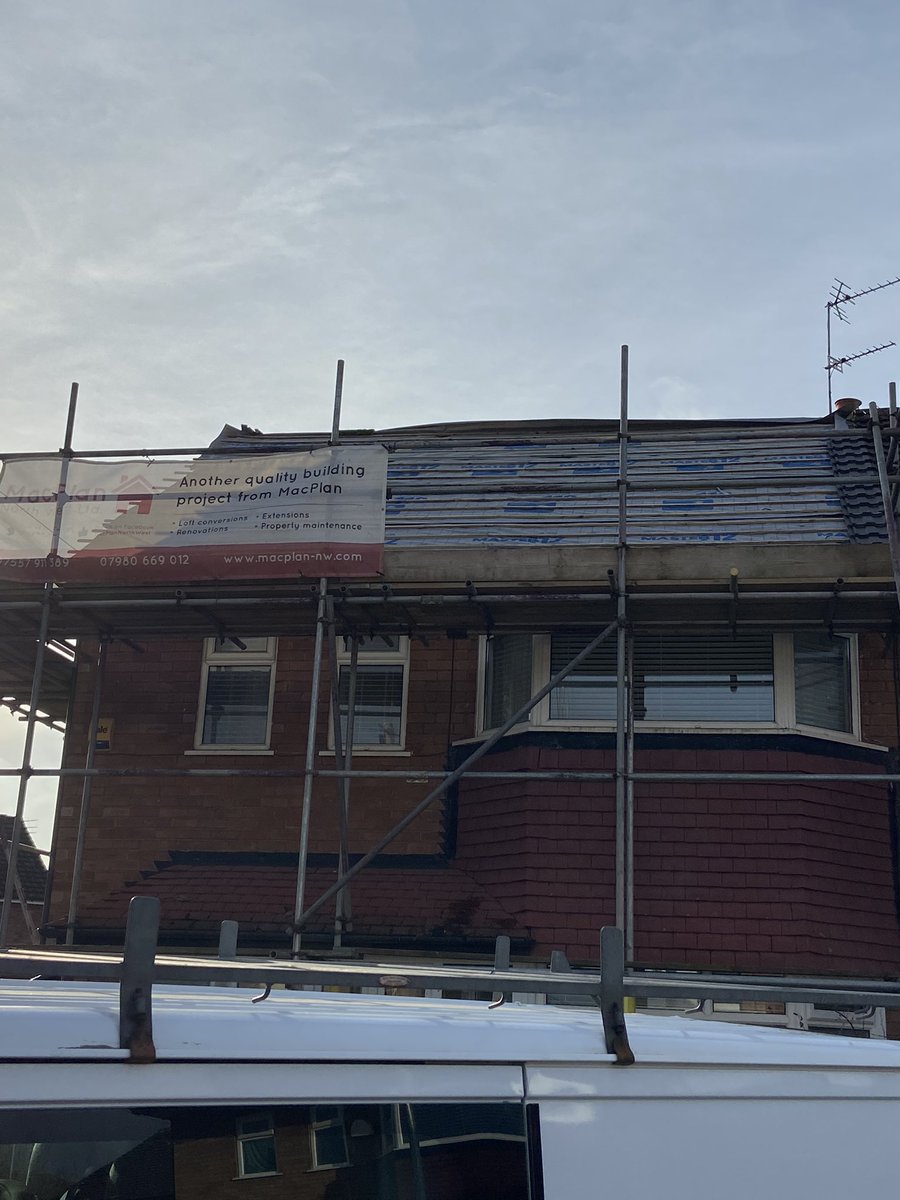 Latest loft conversion in #saletown , dorma constructed and ready to receive tiles with top now fully grp coated also the customer is having a front re roof great to have a nice weather today. All completed in house.