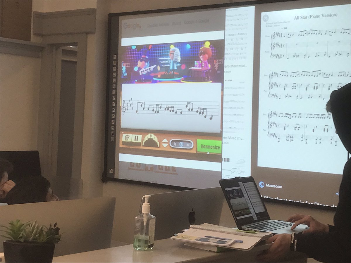 syorgey's tweet photo. Students using #ArtificialIntelligence to transform #smashmouth #rockstar into a composition by #bach in the Foundations of A.I. @PerkiomenSchool https://t.co/cmmyD7GZgl