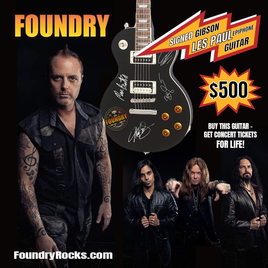 FOUNDRY (@foundryrocks) on Twitter photo Buy this guitar and get concert tickets FOR LIFE! shop.foundryrocks.com/products/autog…. Guitar Autographed by #Foundry; #MarkBoals, #ChrisIorio, #BjornEnglen, #MarcBrattin. 2020 concerts with; #Tesla, #Disturbed, #Godsmack, #Evanescence, more... Buy this guitar and get concert tickets FOR LIFE! shop.foundryrocks.com/products/autog…. Guitar Autographed by #Foundry; #MarkBoals, #ChrisIorio, #BjornEnglen, #MarcBrattin. 2020 concerts with; #Tesla, #Disturbed, #Godsmack, #Evanescence, more...