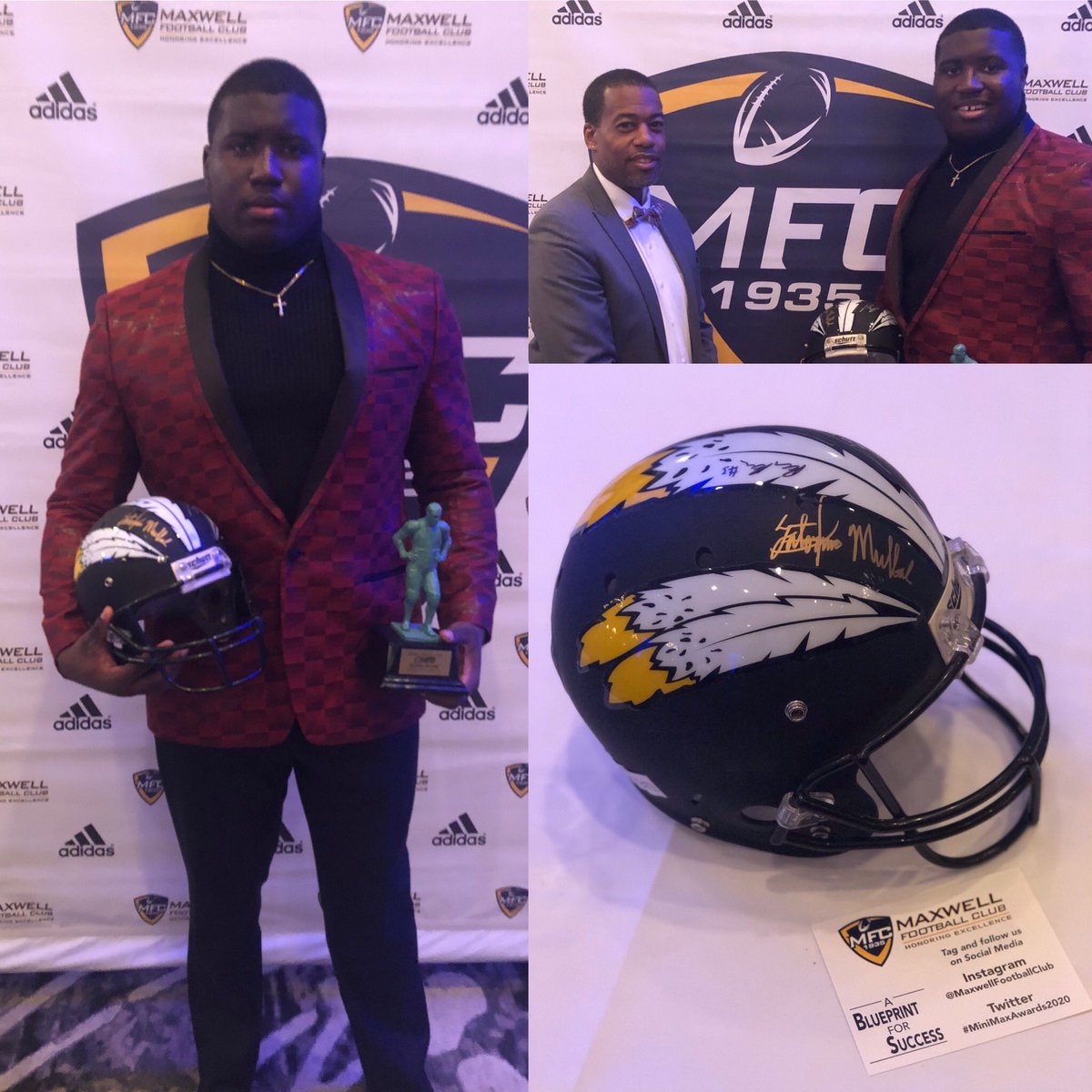 HannaTwpFB's tweet photo. Congrats @Mulbah_55 on receiving the @MaxwellFootball award. #RollTribe #TrustTheProcess #WeAre #PSUFOOTBALL 🏹🏈💪🏾 https://t.co/Z0BVQtWUB5