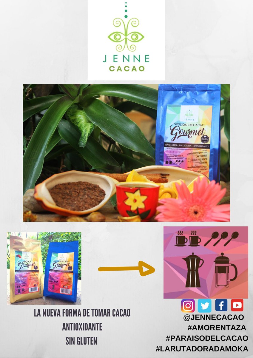 jennecacao's tweet photo. La #infusionjennecacao y #mokagourmet están formulados para ser preparados como un café, con sus mismos métodos de extracción: ✔Filtrado tradicional
✔En grega italiana
✔En máquina espresso. https://t.co/LL0HC9s9UQ