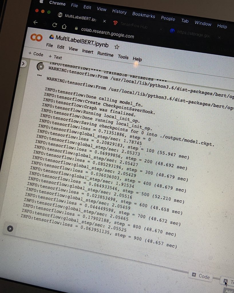 Training a Multi Label Text Classifier from BERT base with Tensorflow on Google Colab with free GPU. If you're not using Colab, you're missing out and if you haven't transfer learned anything with BERT, you're being left behind. We declare 2020, the year of prototypes!! 😋😋