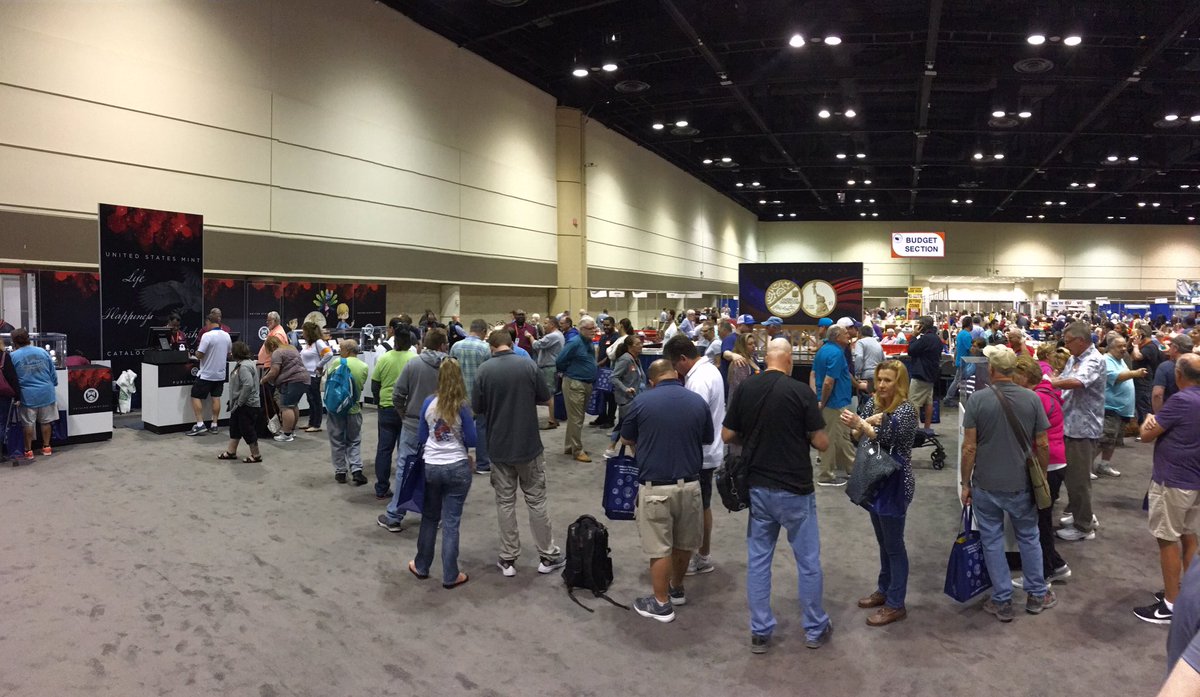 usmint's tweet image. We are at the Florida United Numismatists Convention, Booth 144. Stop by, make a purchase, meet #Layla, pick up eduction tools and view @USMoneyfactory Billion Dollar Showcase. Kids: visit us, answer trivia questions and receive a surprise. usmint.gov/news/upcoming-… #Fun2020