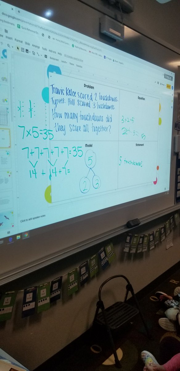 MissLehman87's tweet photo. I mean, what else would our word problem be about today?! #isdstrong #cpknights #cpfirst @Neal_JohnsonISD @Chiefs @tkelce @cheetah https://t.co/j2XdmZzOM3