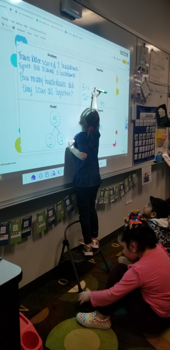 MissLehman87's tweet photo. I mean, what else would our word problem be about today?! #isdstrong #cpknights #cpfirst @Neal_JohnsonISD @Chiefs @tkelce @cheetah https://t.co/j2XdmZzOM3