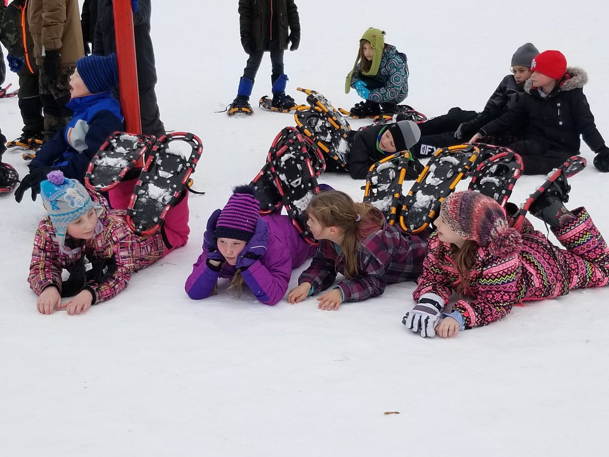 redsher99's tweet photo. A great morning to go on a grade 3 snowshoeing adventure! Thank you to the grade 8's who are helping us learn how to put them on and take them off! @cobdendps @RCDSB #rcdsbexperientiallearning #outdoorlearning #KB #getoutside https://t.co/9PXeu3SOeQ