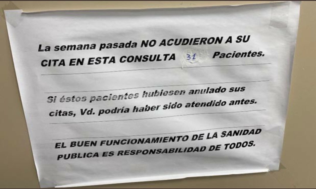Por favor,seamos responsables!🙏
➡️Tenemos la mejor sanidad del mundo
➡️Pero es responsabilidad de todos cuidarla
➡️Profesionales:optimizando los recursos disponibles 
➡️Pacientes:siendo responsables en sus procesos de salud/enfermedad 
(Desconozco autoría de la foto)
➡️Gracias😊