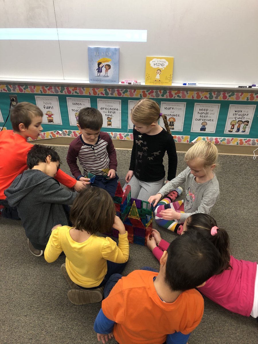 Teamwork, problem solving, sharing, and having lots of fun!! Happy Friday from AM Kindergarten! 😊<a href="/CBGrovelandEl/">Groveland Elementary</a>