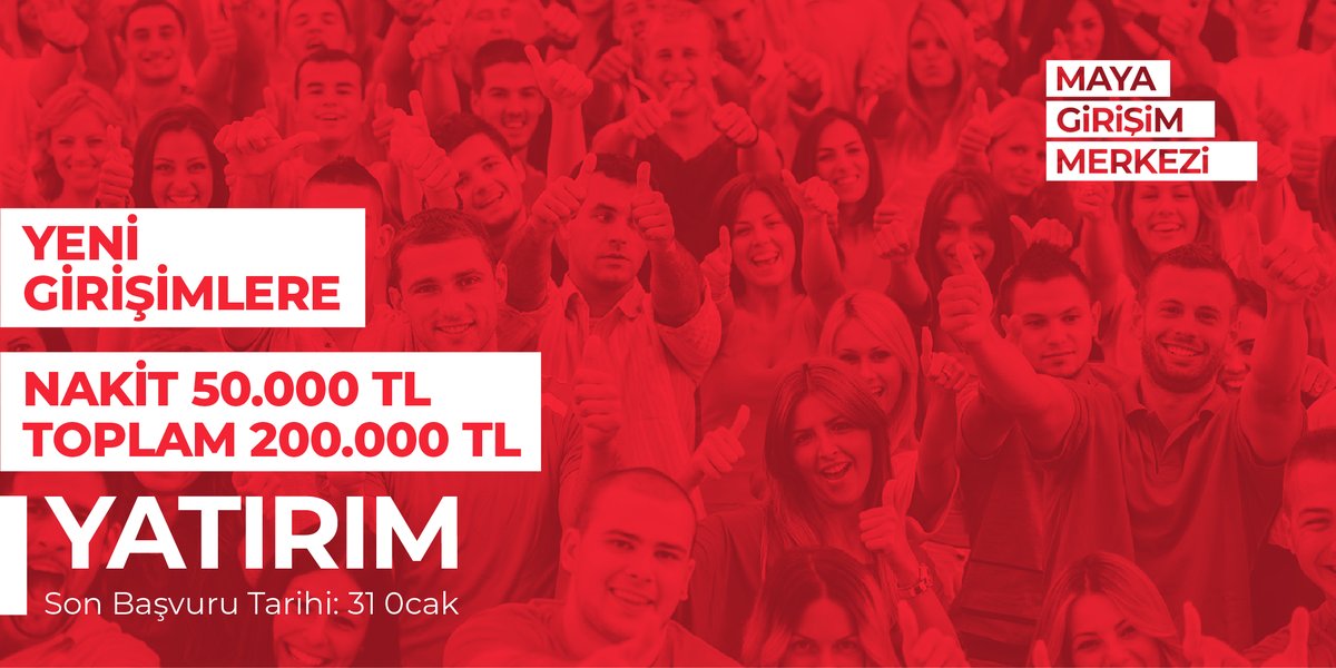 Maya Girişim Merkezi'nin Startup Hızlandırma Programına Şimdi Başvurun, 
50.000 TL'si Nakit Toplamda 200.000 TL'lik Yatırımdan Faydalanın.
Son Başvuru Tarihi: 31 Ocak 2020
Detaylar mayagirisim.com'da! 
#Girişim #Startup #Girişimcilik #StartupHızlandırma #Maya
