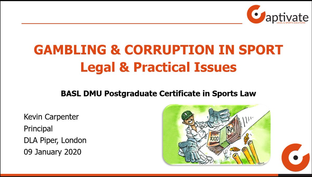 CaptivateLSS's tweet photo. Yesterday evening our Principal delivered a joint session with @bristollawyer on #gambling and #corruption in #sport for this year's students taking the '@DMULawSchool / @BASL_Sport_Law Post Graduate Certificate in Sports Law'. Always a privilege to teach on such courses 👨‍🏫 https://t.co/Tjh7BjtZhN