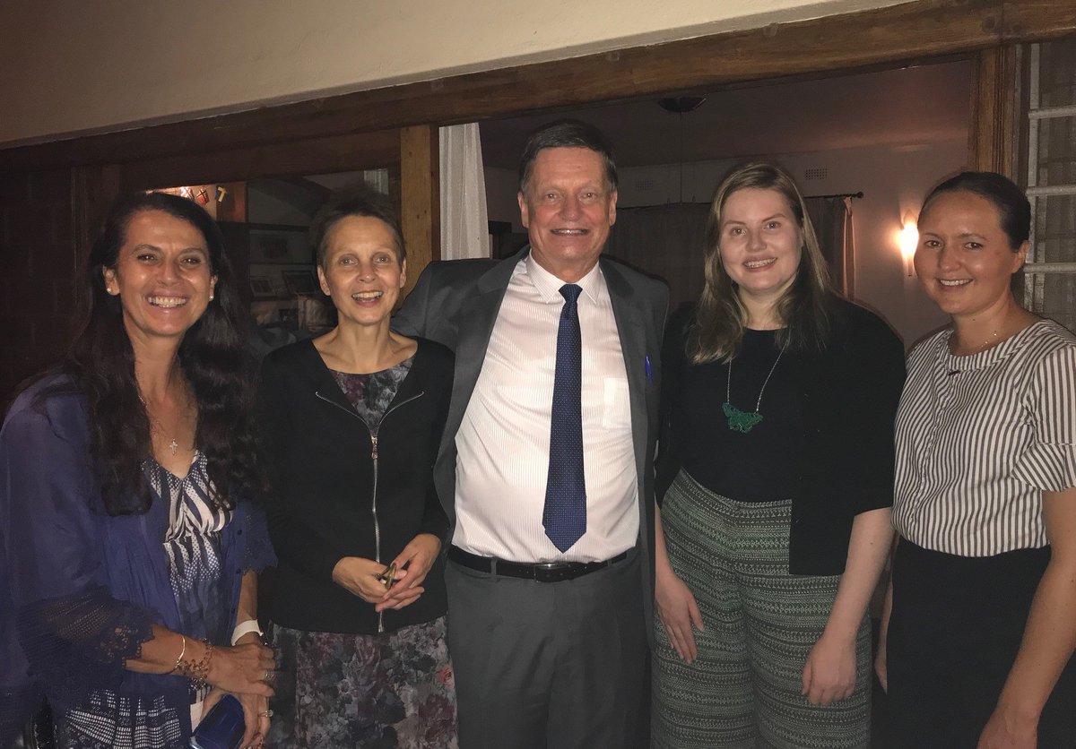 Looking forward to promoting Finland-Malawi relations. Presented my credentials in Lilongwe this week - here marking the occasion with Honorary Consul of Finland, Finns in Malawi, and the Norwegian Ambassador, in a beautiful event hosted by him.