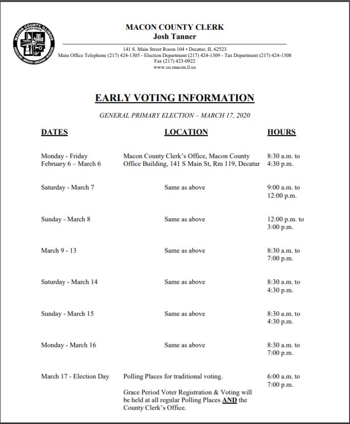 DplWatchdogs's tweet photo. Early voting starts on February 6. This vote shapes what is on the ballot in November. 
If you've got any questions about voting in Macon County, here's where you can find some info: https://t.co/WtBCqR8NiE
Now get out there, take a friend, and vote! https://t.co/P14pyNVMTX