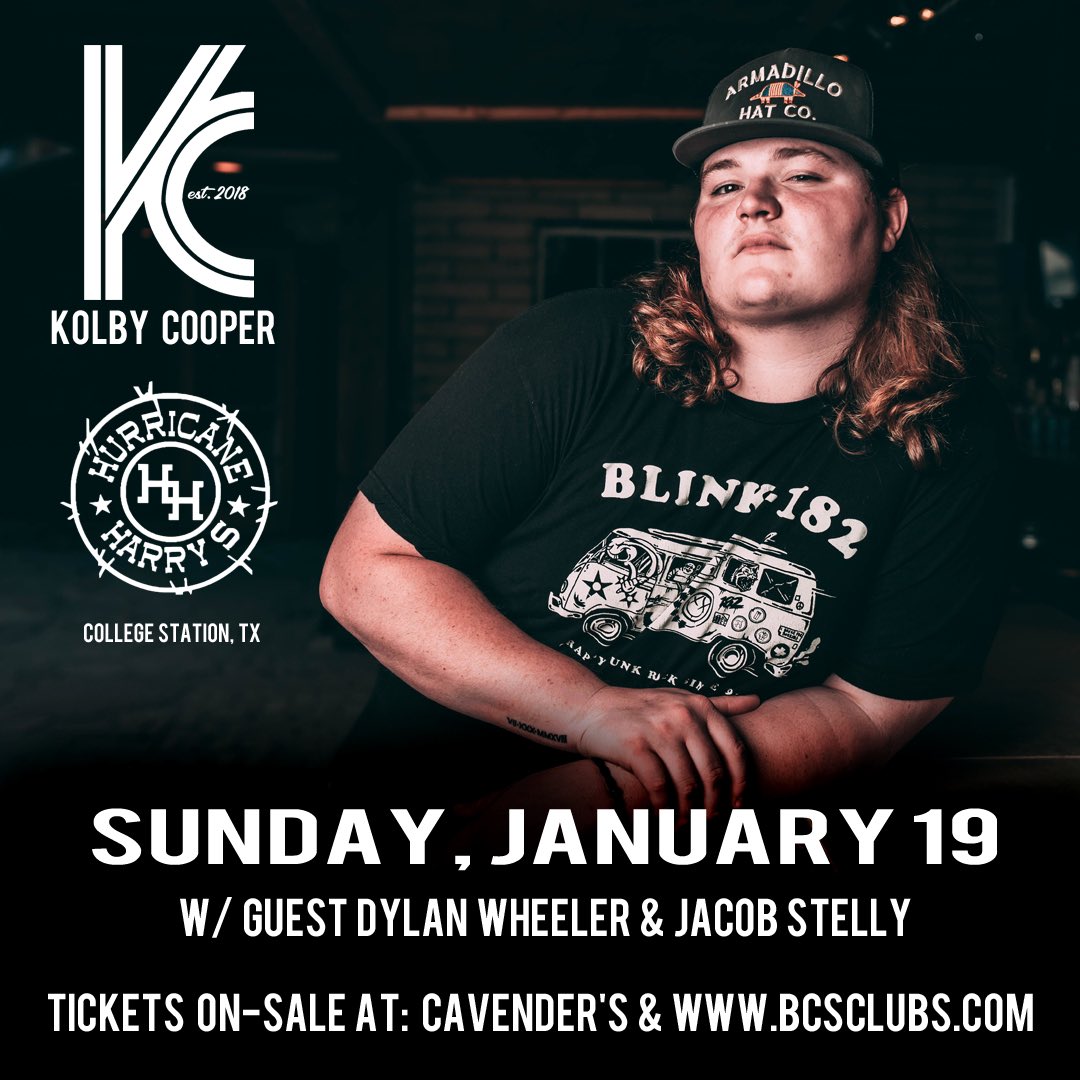 *Round 2* RT &amp; TAG a Friend 4 a Chance To Win a FREE Pair of Tix To See <a href="/KolbyCooper_/">Kolby Cooper</a> In Concert w/ Guest <a href="/DylanWheeler_/">Dylan Wheeler</a> &amp; Guest @JacobStelly_ Sunday 1/19 9pm! *Must be following to be entered in drawing* Tickets On-Sale NOW At Cavender’s &amp; On-Line Here-> etix.com/ticket/p/74974…