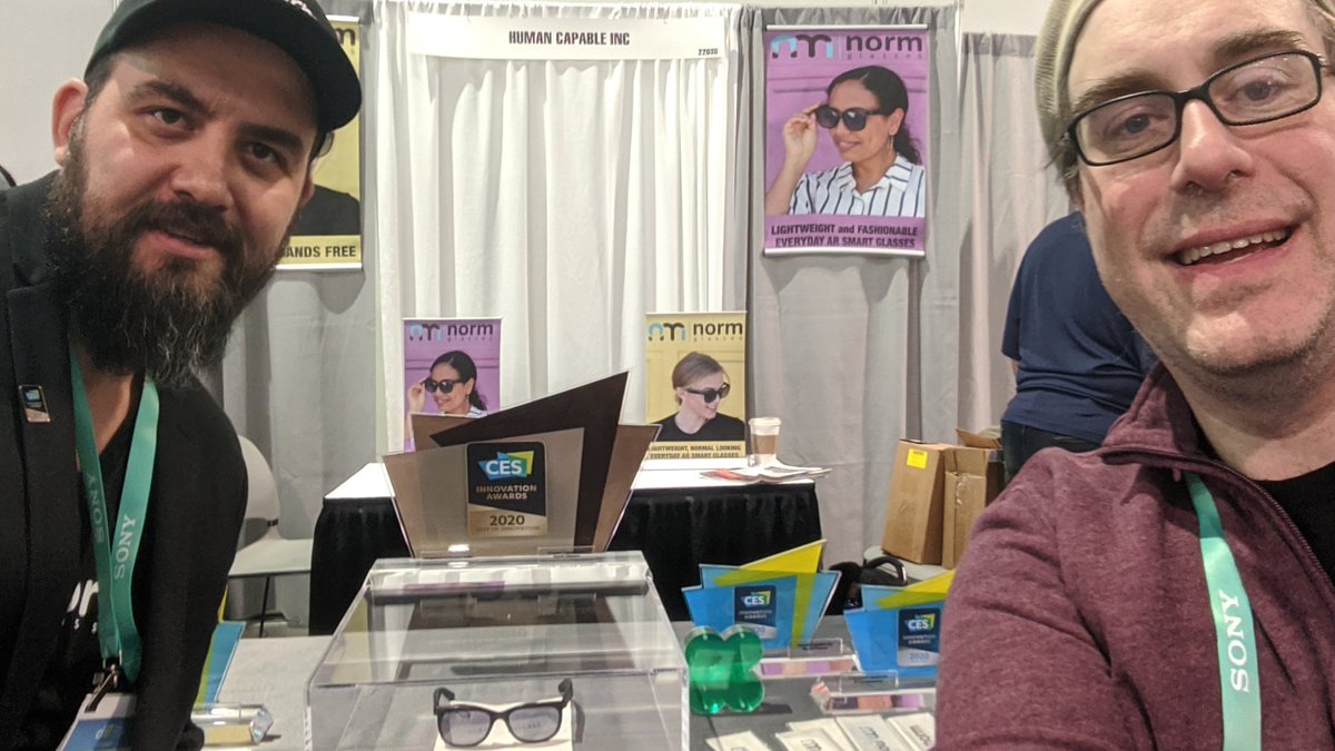 Met new friend Kurt and the fine folks at Human Capable who are making what seem like a great mix of what both Google Glass and the Sony Future Labs Project N prototype I helped test were attempting to bring to the market with the lightweight <a href="/NormGlasses/">Norm Glasses</a> at #CES2020