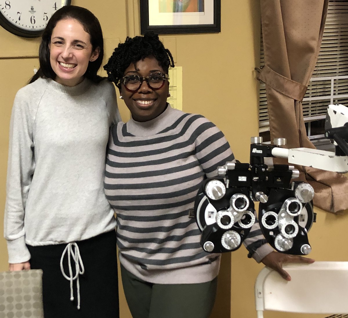 HSI_NJ's tweet photo. HSI had a visit from our friends at ChildSight of @HelenKellerIntl! Thank you to Program Manager Kindal Adams and Dr. Sara Erlich for volunteering your time and providing vision tests and a free glasses for our shelter guests – WOW! 🤓

#HSIHandUp #ChildSight #2020Vision https://t.co/KzNPr5Db2g