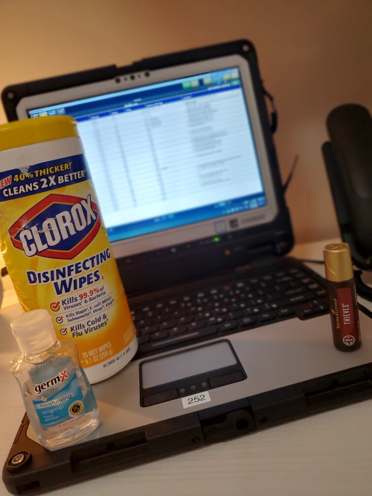 LtWilson252's tweet photo. Everyone at @AltoonaPD_Iowa seems sick. Iβm over here like... Iβll just cover my basis. Hope @Clorox & @youngliving will keep the nasties away. π€π½ #itcouldbeanything https://t.co/yzCNYFU1Ub