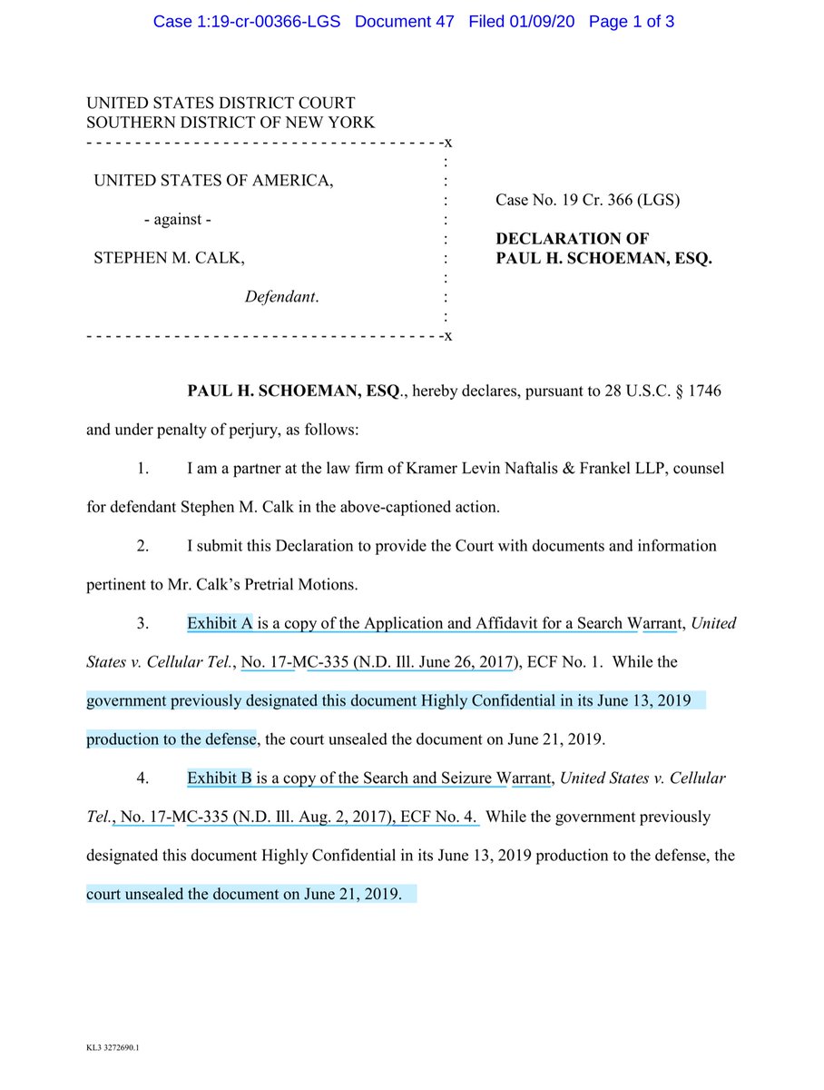 Like I said the defendant by way of counsel uploaded a LOT of exhibits - some of which we haven’t previously reviewed because they were classified as “highly confidential” but as part of Pre-Trial motions are now unsealed.Give me an hour or soPaywall  https://ecf.nysd.uscourts.gov/doc1/127026168647?caseid=516086