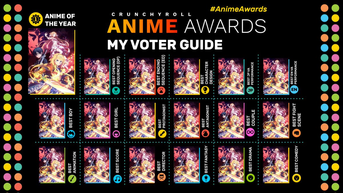 OMG guys this nominations are CRAZY 😄😂
Please everyone make sure to vote for the upcoming <a href="/Crunchyroll/">Crunchyroll</a> #AnimeAwards 
Here's my voting guide for all of you!! 🥰😎

Create your own here ✨ animeawards.guide
