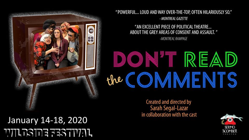 PGuildCanada's tweet photo. @SermoScomber and @CentaurTheatre present "Don't Read the Comments" by @sarahsegalmusic. Part of the Wildside Festival running Jan 14-18, Montreal. https://t.co/9nk20QUlpk.

Plays by Sarah Segal-Lazar are available at the CPO: https://t.co/WDpwLf4dKe https://t.co/JtMvlfh5T8