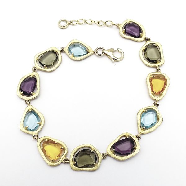 #rebajas #pulseradeplata #platachapada #piedradecolor #multicolor. Disponible solo en tienda. 50%