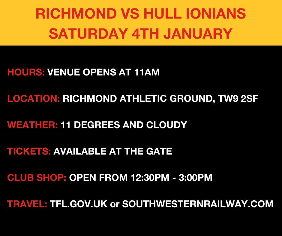 RichmondFC1861's tweet photo. GAME DAY β
Check out all of today's match info + fixtures π
Huge good luck to all 5β£ Richmond teams in action!
πβ€οΈπ€
#ThisIsRichmond #ThisIsOneClub https://t.co/5SGwIYwU3g