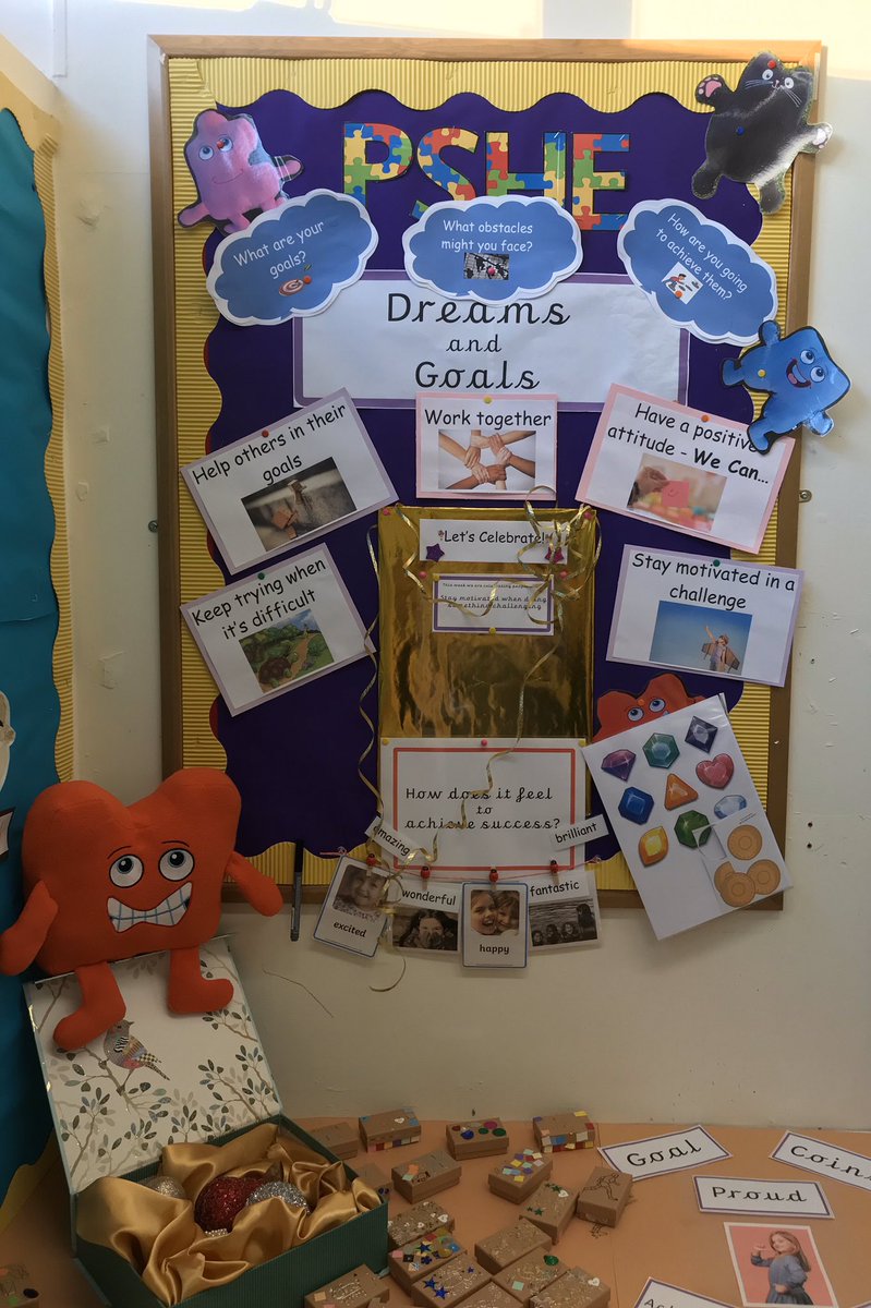 PennInf's tweet photo. Jigsaw Jack with his and every child’s individual treasure chest of dreams and goals. This week’s theme is staying motivated when doing something challenging @JigsawPSHE @childrenmhealth https://t.co/sdtmV73uII