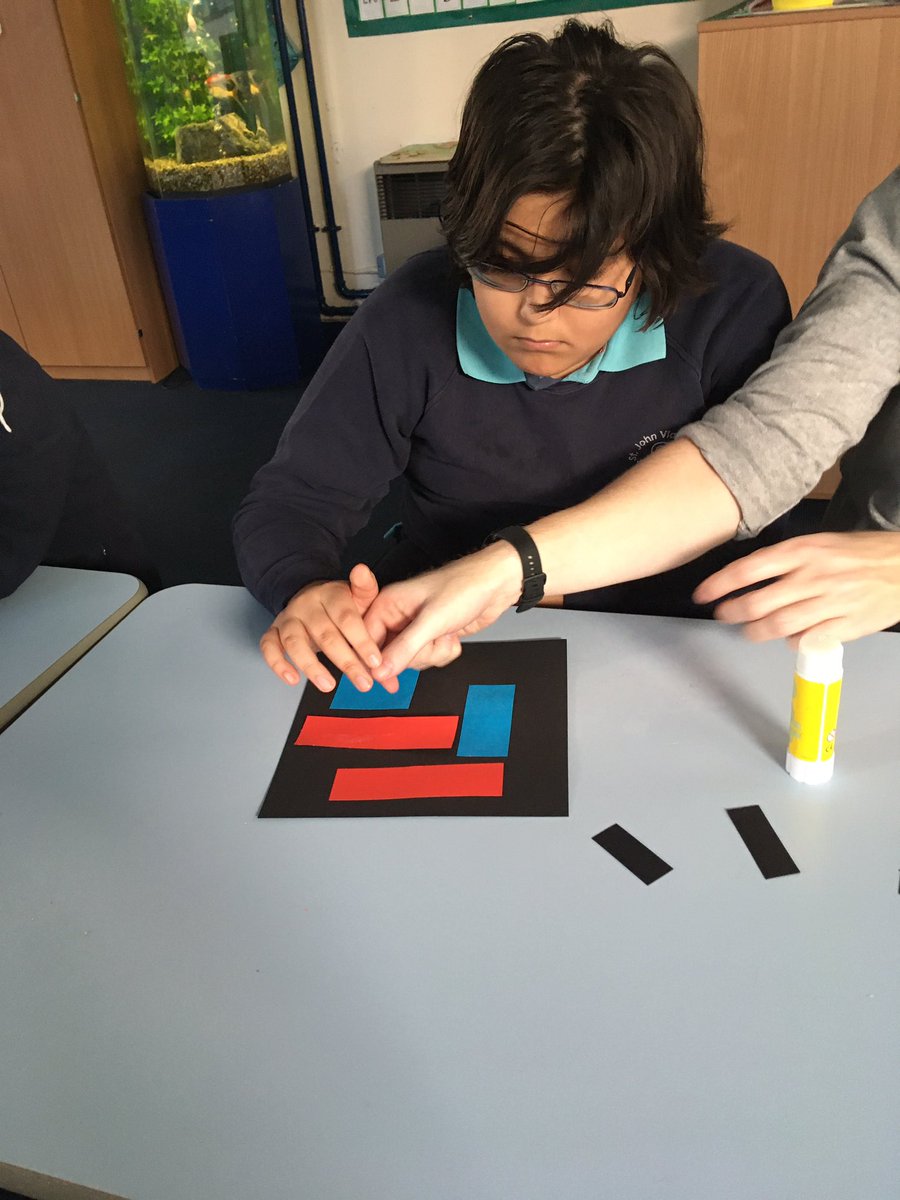 MrsMurphySJV's tweet photo. Happy weekend everyone! We had a settled afternoon in our art lesson, creating our own Piet Mondrian collages #art #creativestudies https://t.co/x8mqPAKJv3