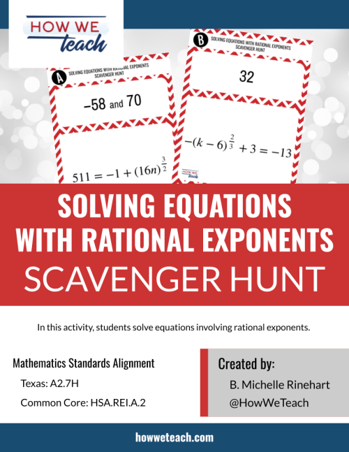 DrMRinehart's tweet photo. Here are 3 free, ready-made scavenger hunts for Gr. 8 Math, Algebra I, and Algebra II!
I love the scavenger hunt structure for getting students up, talking about mathematics, and practicing across multiple representations!
Download here: https://t.co/Bq3ImFxadA
#MTBoS #ITeachMath https://t.co/f7RrPdotZS
