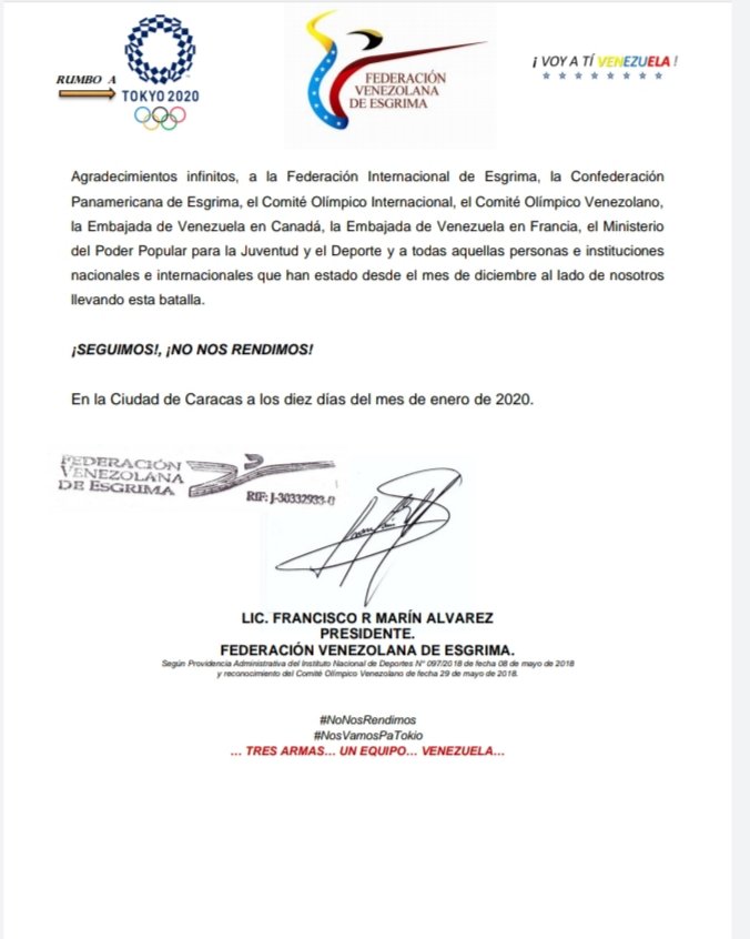 fedesgrimavzla's tweet photo. Venezuela no se rinde, ni se rendirá jamás! Rechazamos las acciones tomadas por el Gobierno de Canadá negando la Visa de entrada al referido país a nuestra atleta Alejandra Benítez Romero @BenitezVEN #VoyATiVenezuela https://t.co/Xl6bLdCxw2