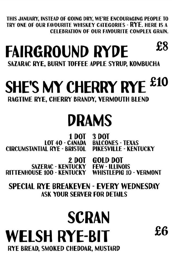 We're encouraging everyone to explore one of our favourite whisky categories this month for Rye January (get it?) and our limited edition rye-based cocktails are the perfect way to start your weekend! #ryejanuary