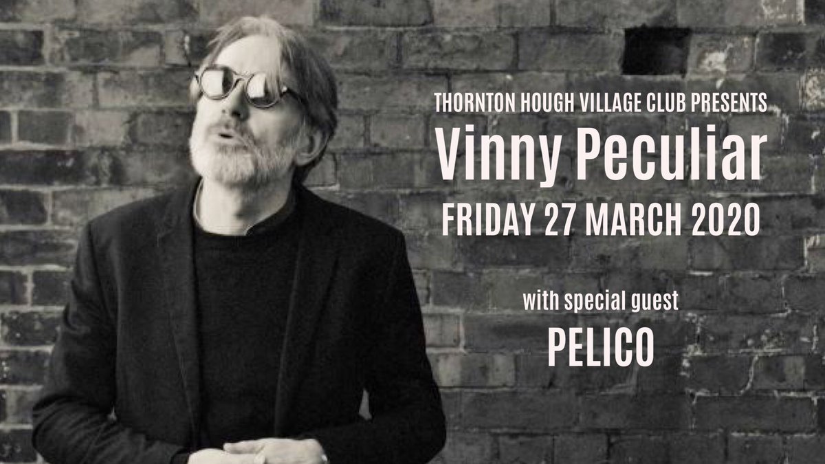 THVClive's tweet photo. We are jumping with joy to announce the return of @vinnypeculiar on 27/3.  With special guest @Pelicomusic.  Tickets available now from https://t.co/40mcJOGRR6. https://t.co/zr7zwPVe8r
