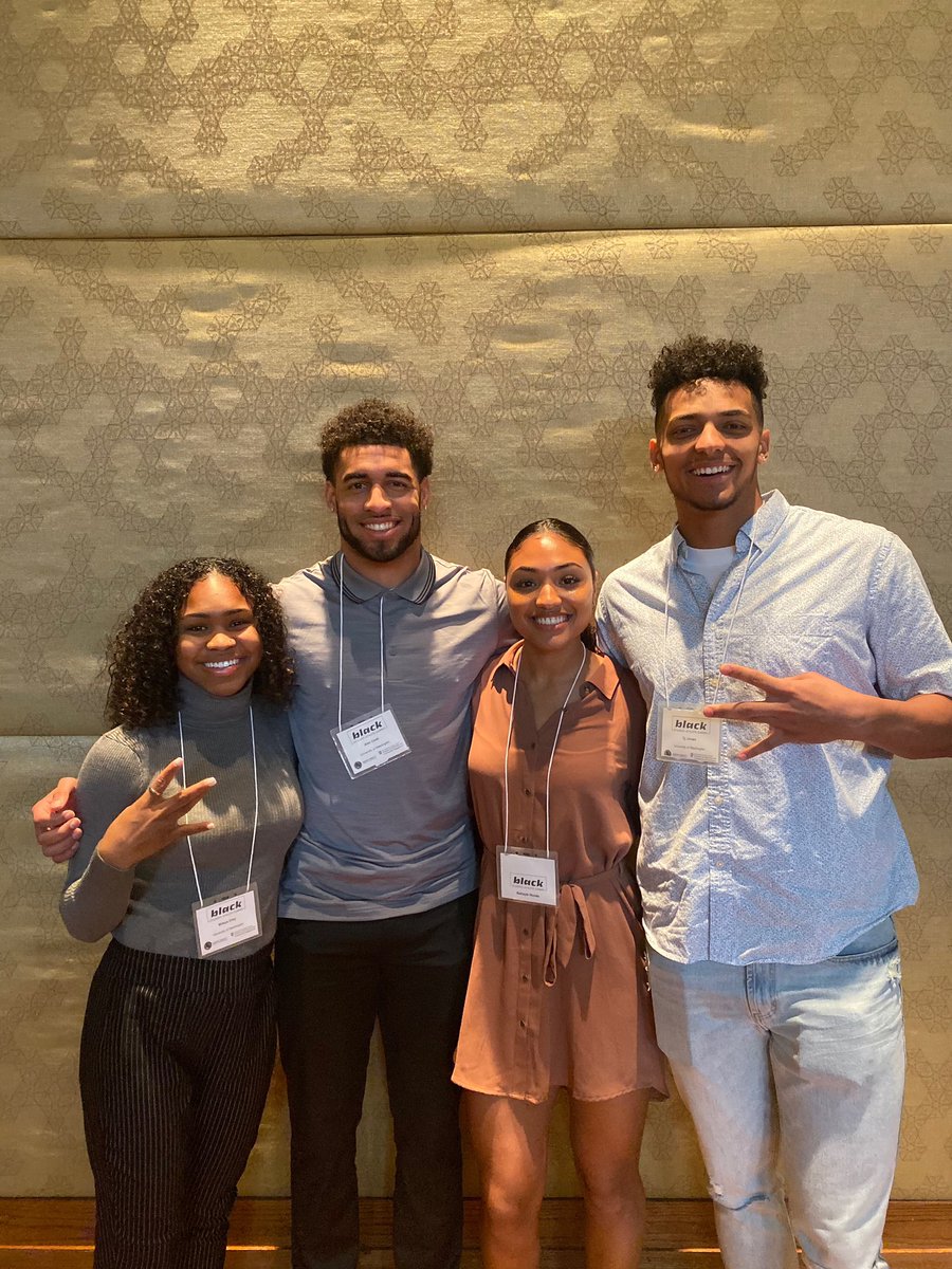 UW_SAAS's tweet photo. Mireya Grey, MaKayla Woods (@UW_WSoccer), Alex Cook and Ty Jones (@UW_Football) have spent the last 3 days in Austin, TX at the #BlackStudentAthleteSummit! We are excited to hear what they bring back to campus from this experience. #GoHuskies https://t.co/Cb5JXmVD9D