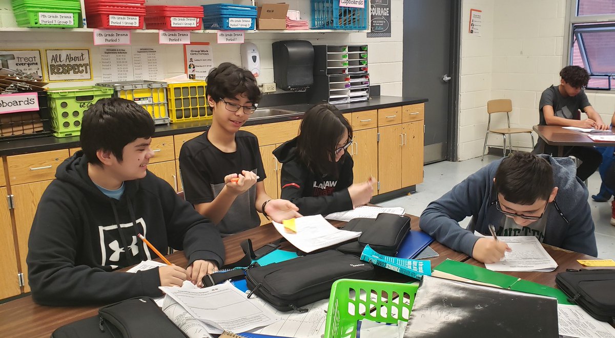 HolmesDrama's tweet photo. 7th graders are hard at work planning their pantomime scenes. #21learns #holmes #pantomime #planpracticeperform https://t.co/H7oADcTzTQ