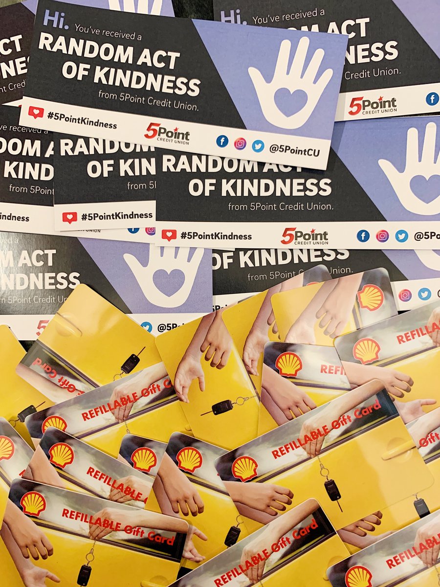 5PointCU's tweet image. We're out and about today surprising members of our community with Shell gift cards! Have you been a recipient of #5PointKindness ? Let us know!